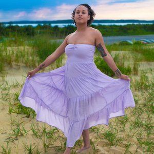 Fashion Nova Strapless Lavender L Midi Sundress